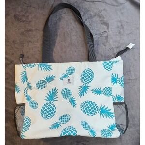 ESVAN Original Floral Water Resistant Tote Bag Shoulder Bag Beach Pineapple (L)